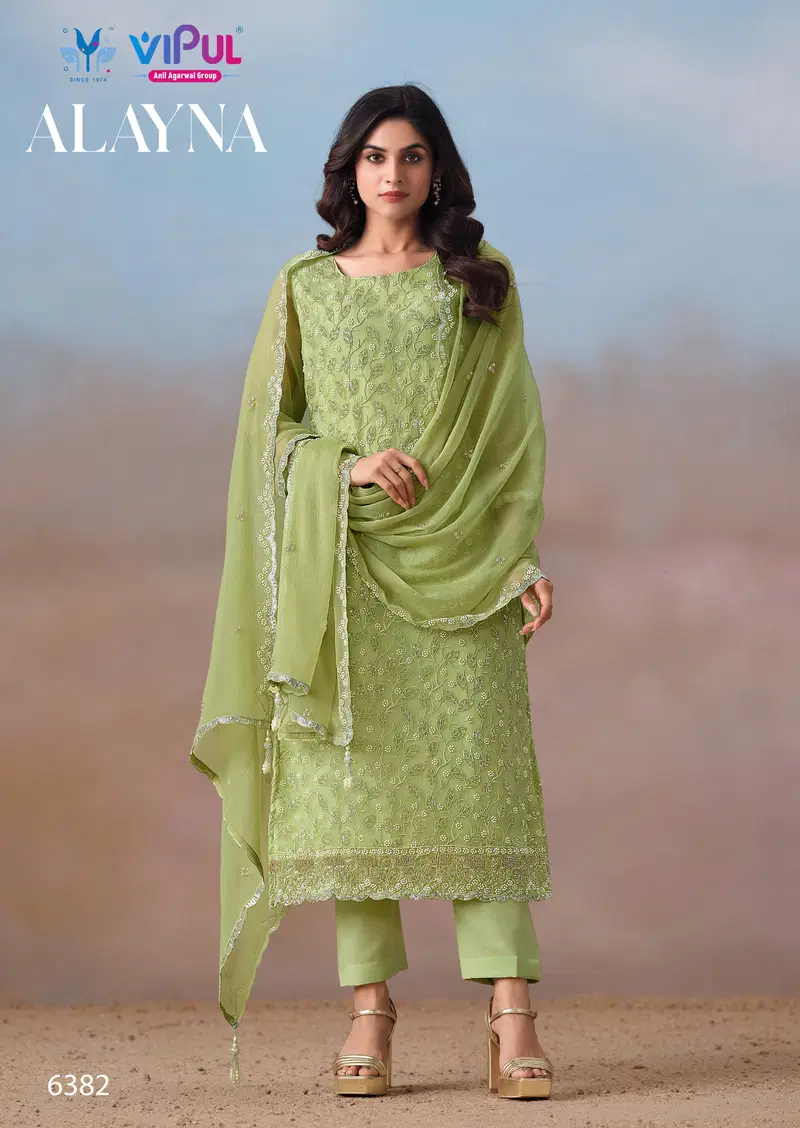 Alayna By Vipul Crinkle Chiffon Embroidery Salwar Suits Wholesale Market In Surat